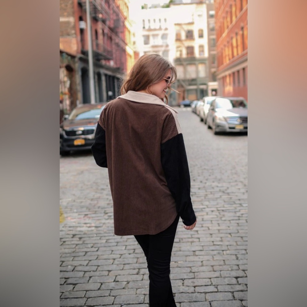 Color Block Shacket - Brown - Picture 2 of 5